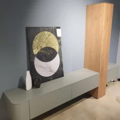 Clara Home Wohnwände & Tv-Lowboards|Wohnwand Clea Lack LM Pigeon Grau Absetzung Asteiche Bianco