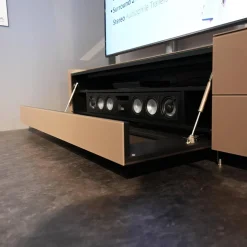 Spectral Smart Furniture Wohnwände & Tv-Lowboards|Wohnwand Cocoon Glas CAO Cacao Braun Satiniert Beige Stoff CF Schwarz Mit Soundsystem