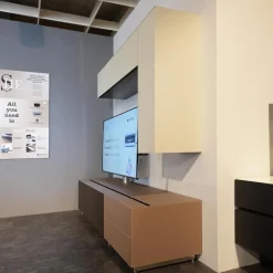 Spectral Smart Furniture Wohnwände & Tv-Lowboards|Wohnwand Cocoon Glas CAO Cacao Braun Satiniert Beige Stoff CF Schwarz Mit Soundsystem