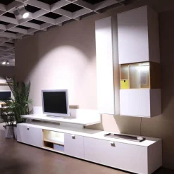 Global Wohnwände & Tv-Lowboards|Wohnwand Cordoba VZ 1060 Lack Weiß Nische Wildeiche Inklusive Beleuchtung