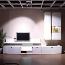 Global Wohnwände & Tv-Lowboards|Wohnwand Cordoba VZ 1060 Lack Weiß Nische Wildeiche Inklusive Beleuchtung