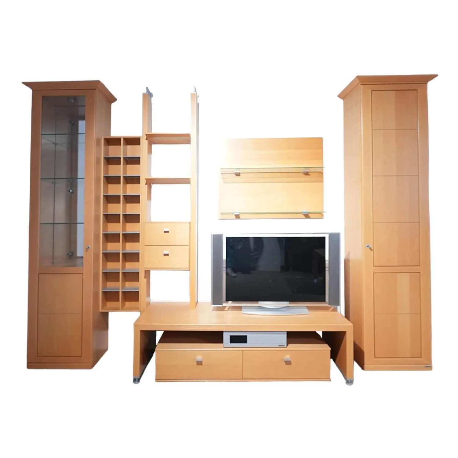 Thielemeyer Wohnwände & Tv-Lowboards|Wohnwand Costa Buche Furniert Mit Beleuchtung Und Trafo