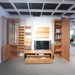 Thielemeyer Wohnwände & Tv-Lowboards|Wohnwand Costa Buche Furniert Mit Beleuchtung Und Trafo