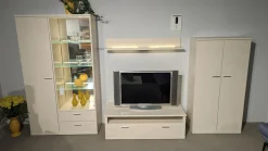 Rietberger Möbelwerke Wohnwände & Tv-Lowboards|Wohnwand Cremona Front Lack Crema Hochglanz Cremeweiß Korpus Lack Crema Matt Inklusive Beleuchtung
