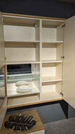 Rietberger Möbelwerke Wohnwände & Tv-Lowboards|Wohnwand Cremona Lack Crema Cremeweiß Holzakzente In Eiche Sand Mit LED Beleuchtung Und Spiegelrückwand