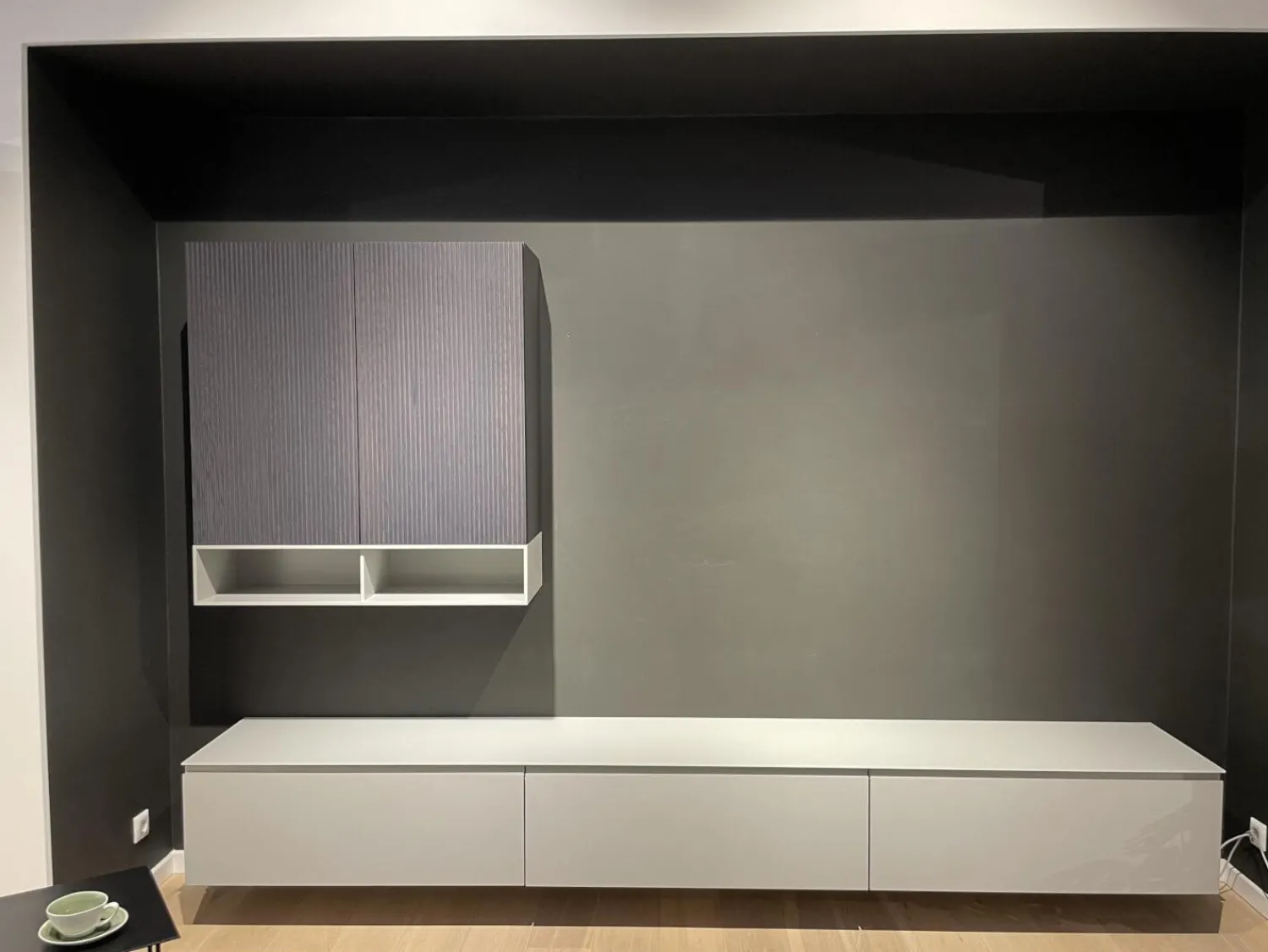 Sudbrock Wohnwände & Tv-Lowboards|Wohnwand Cubo Lack Canagrau Mit Eiche Anthrazit Gebeizt