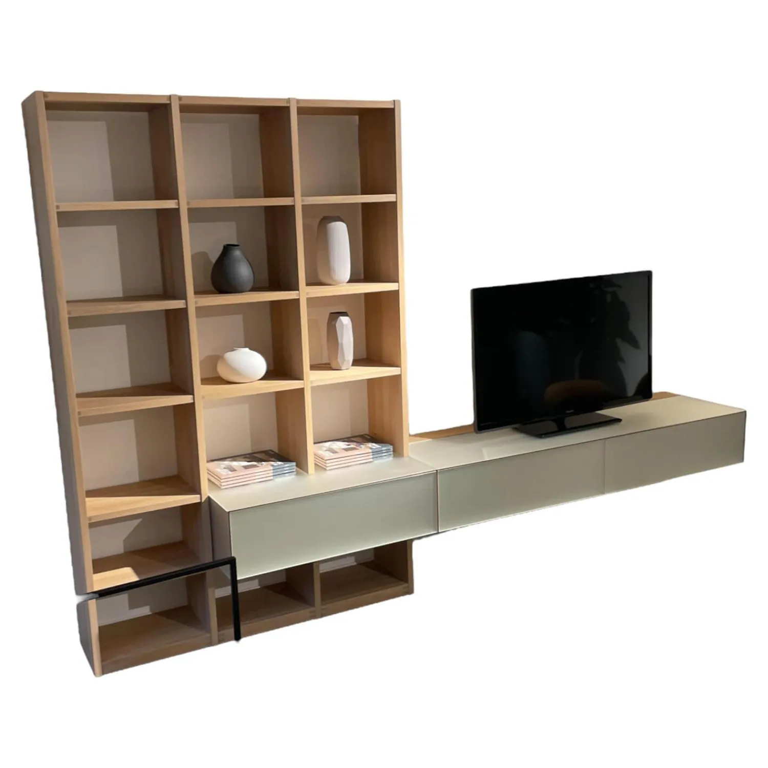 Team 7 Wohnwände & Tv-Lowboards|Wohnwand Cubus Pure Volholz Eiche Weiß Geölt Glas Pearl Matt Mit Touchbeschlag