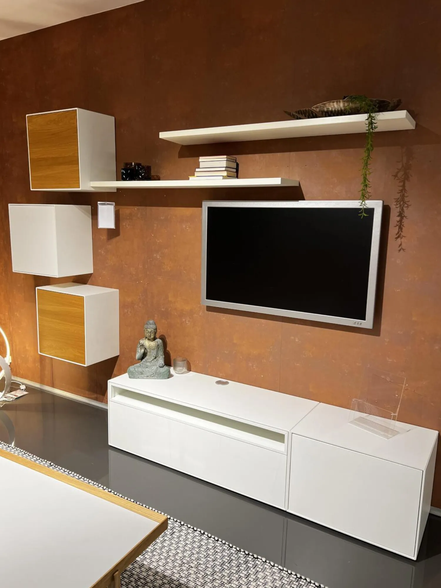 Hülsta Wohnwände & Tv-Lowboards|Wohnwand Easy Lack Reinweiß Absetzung Natureiche Inklusive Wand Steckbord Time