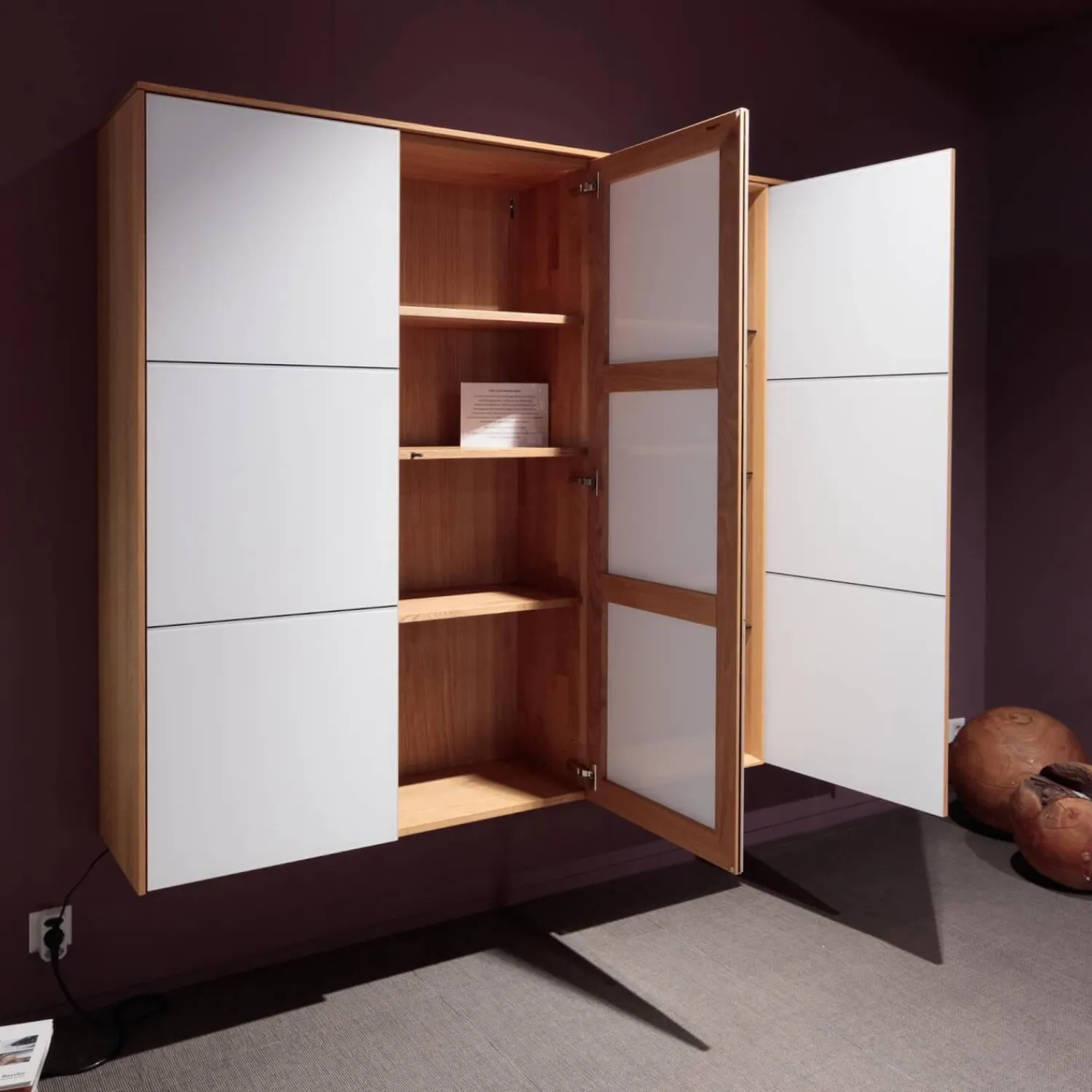 Team 7 Wohnwände & Tv-Lowboards|Wohnwand Eiche Natur Farbglas Weiß Matt Inklusive Beleuchtung Mit Fernbedienung