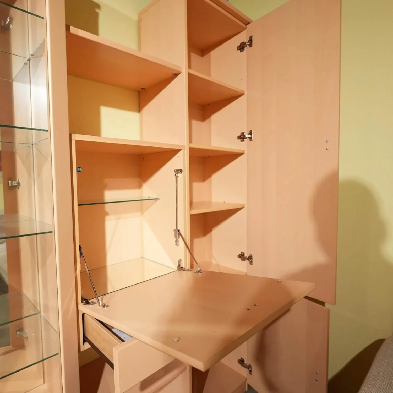 Gwinner Wohnwände & Tv-Lowboards|Wohnwand Evita Ahorn Light Griff Chrom Matt Ohne Fernseher