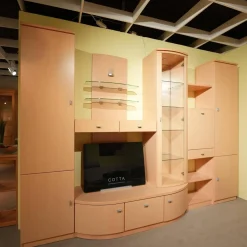 Gwinner Wohnwände & Tv-Lowboards|Wohnwand Evita Ahorn Light Griff Chrom Matt Ohne Fernseher