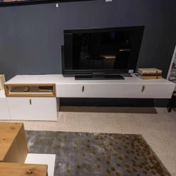 Global Wohnwände & Tv-Lowboards|Wohnwand Fablo Balkeneiche Bianco Weiß Matt mit Beleuchtung