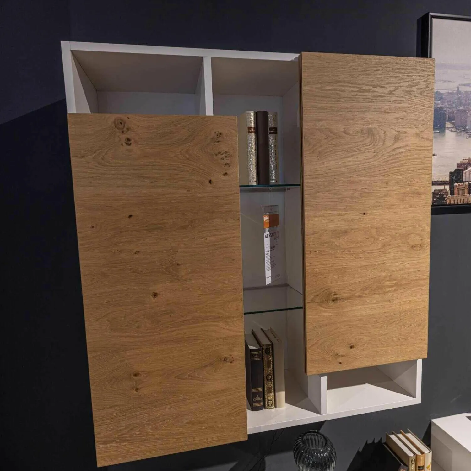 Global Wohnwände & Tv-Lowboards|Wohnwand Fablo Balkeneiche Bianco Weiß Matt mit Beleuchtung