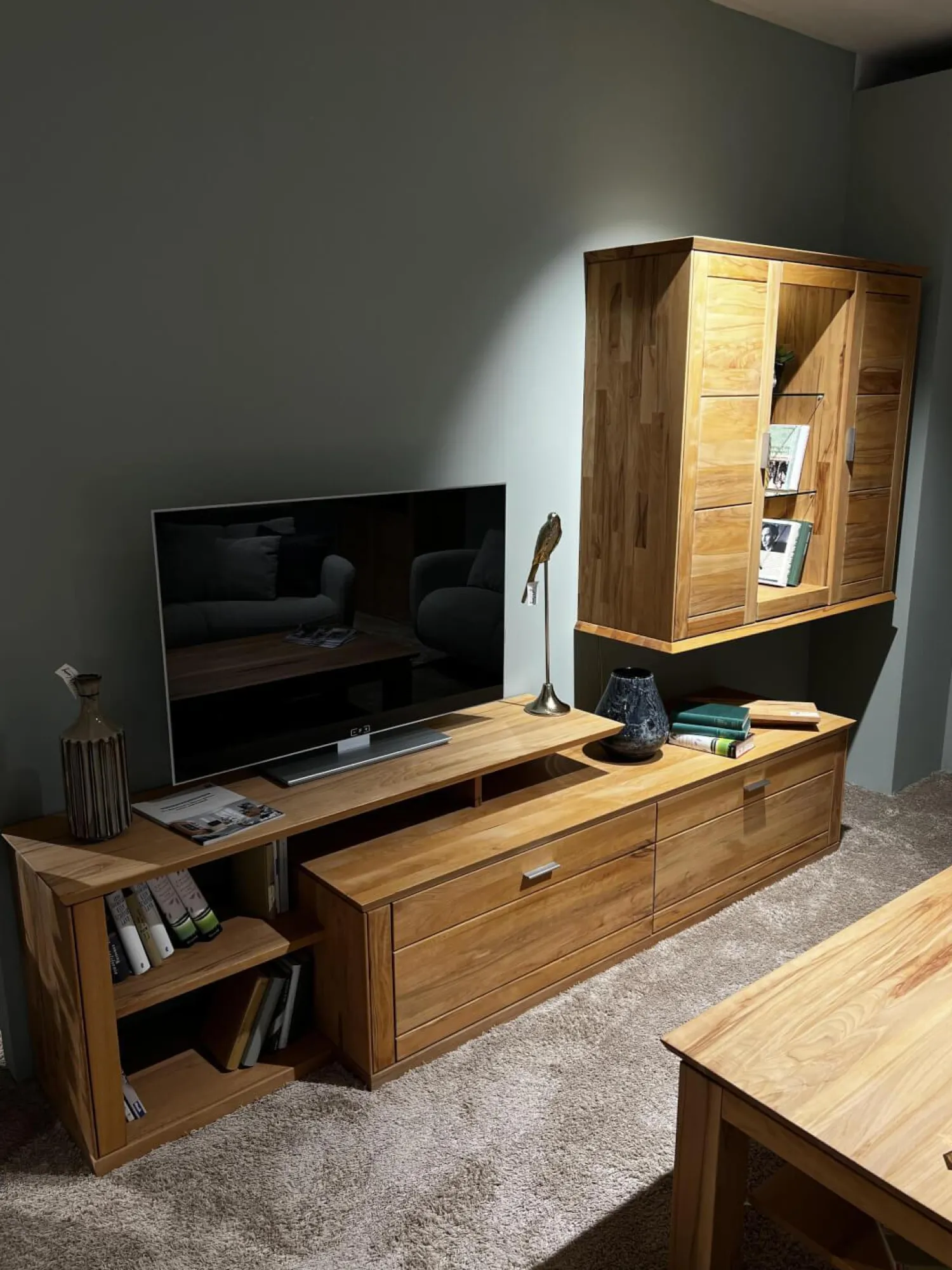 Global Wohnwände & Tv-Lowboards|Wohnwand Faro Plus Kernbuche Geölt Inklusive LED Beleuchtung Und Kabeldurchlass