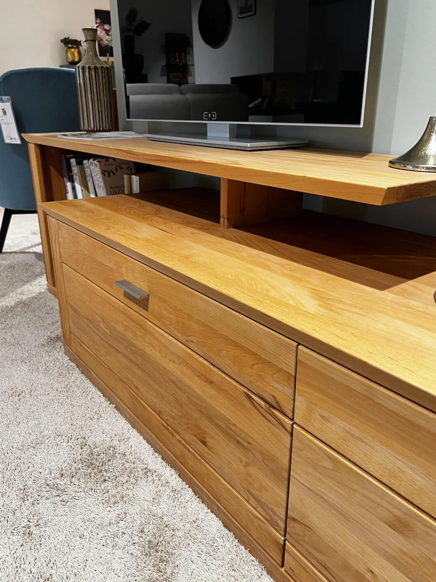 Global Wohnwände & Tv-Lowboards|Wohnwand Faro Plus Kernbuche Geölt Inklusive LED Beleuchtung Und Kabeldurchlass