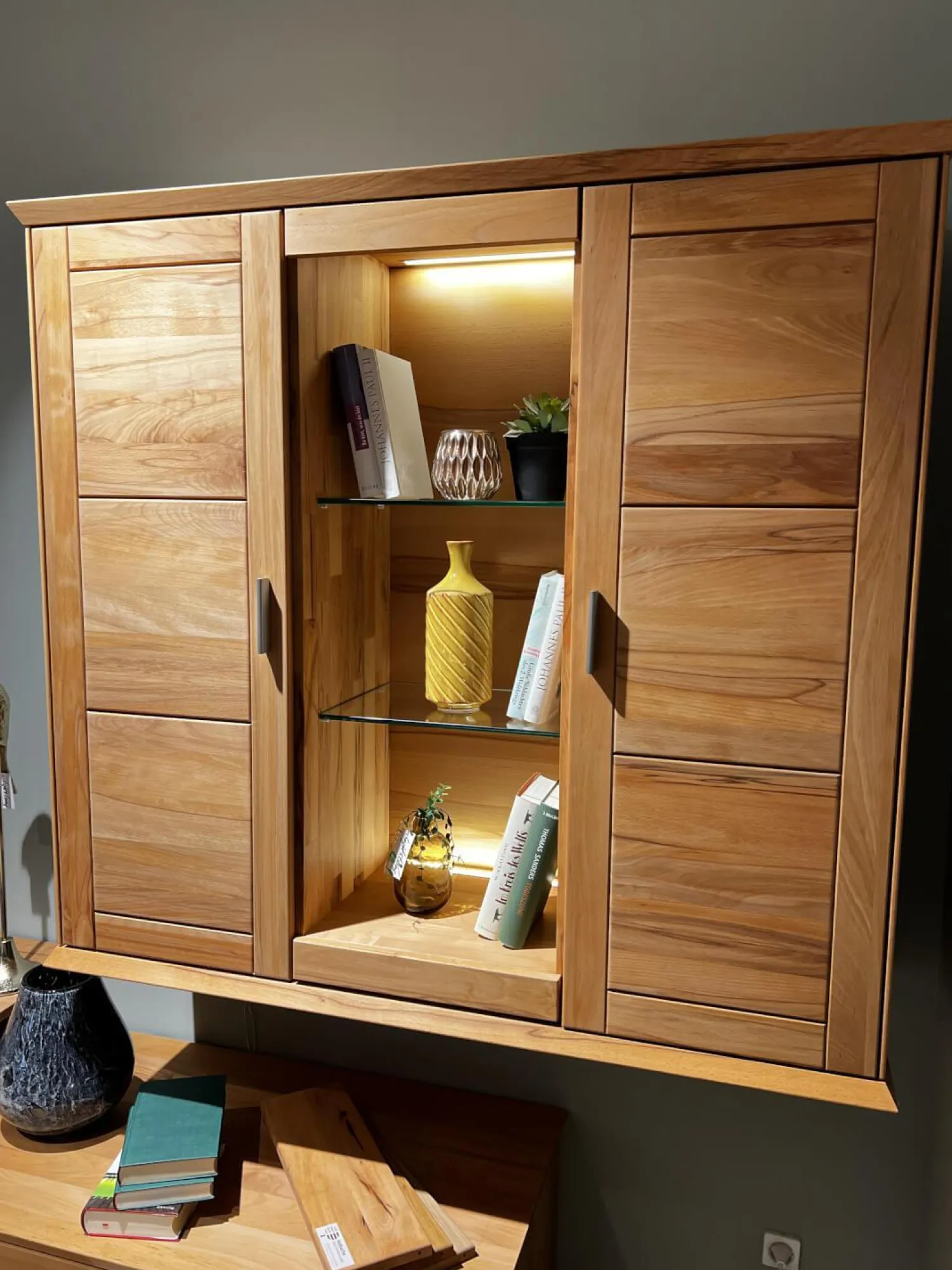 Global Wohnwände & Tv-Lowboards|Wohnwand Faro Plus Kernbuche Geölt Inklusive LED Beleuchtung Und Kabeldurchlass