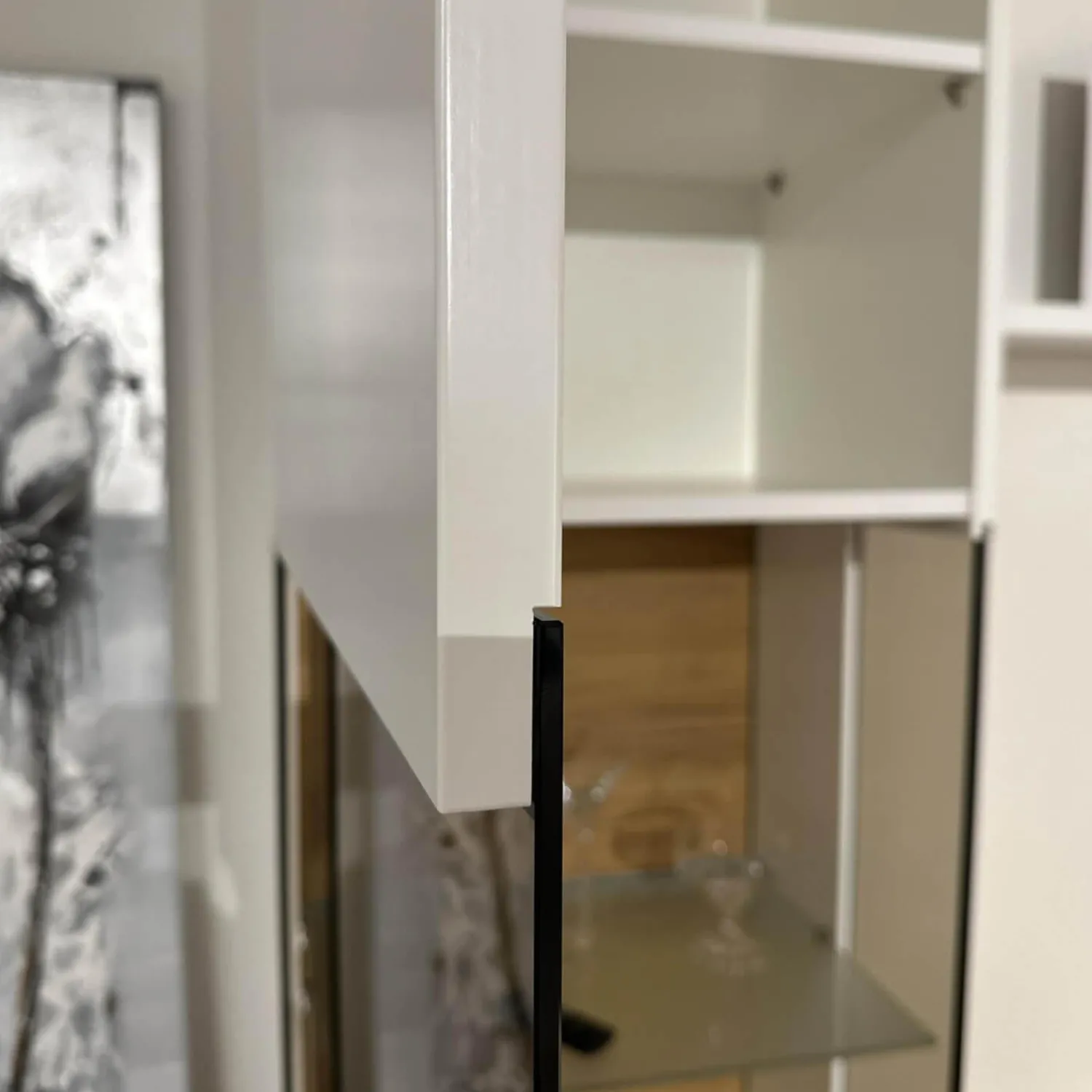 Hülsta Wohnwände & Tv-Lowboards|Wohnwand Fena Wohnen Lack Reinweiss Akzent Balkeneiche Mit Beleuchtung Und Funkfernbedienung