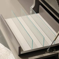 Rietberger Möbelwerke Wohnwände & Tv-Lowboards|Wohnwand Flair Rahmenfarbe Eiche Sand Lack Terra Grau Griff T8 Edelstahlfarbig Mit LED Beleuchtung