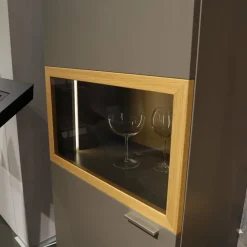 Rietberger Möbelwerke Wohnwände & Tv-Lowboards|Wohnwand Flair Rahmenfarbe Eiche Sand Lack Terra Grau Griff T8 Edelstahlfarbig Mit LED Beleuchtung