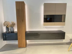 Hülsta Wohnwände & Tv-Lowboards|Wohnwand Gentis Lack HGL-Seidengrau eramik Storm Nero Kernnussbaum Naturstamm