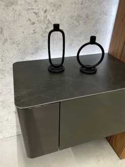 Hülsta Wohnwände & Tv-Lowboards|Wohnwand Gentis Lack HGL-Seidengrau eramik Storm Nero Kernnussbaum Naturstamm