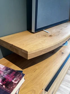 Musterring Wohnwände & Tv-Lowboards|Wohnwand Giulia Front Und Korpus Wildeiche Massiv Soft Gebürstet Vitrine Glas Optiwhite