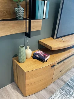 Musterring Wohnwände & Tv-Lowboards|Wohnwand Giulia Front Und Korpus Wildeiche Massiv Soft Gebürstet Vitrine Glas Optiwhite