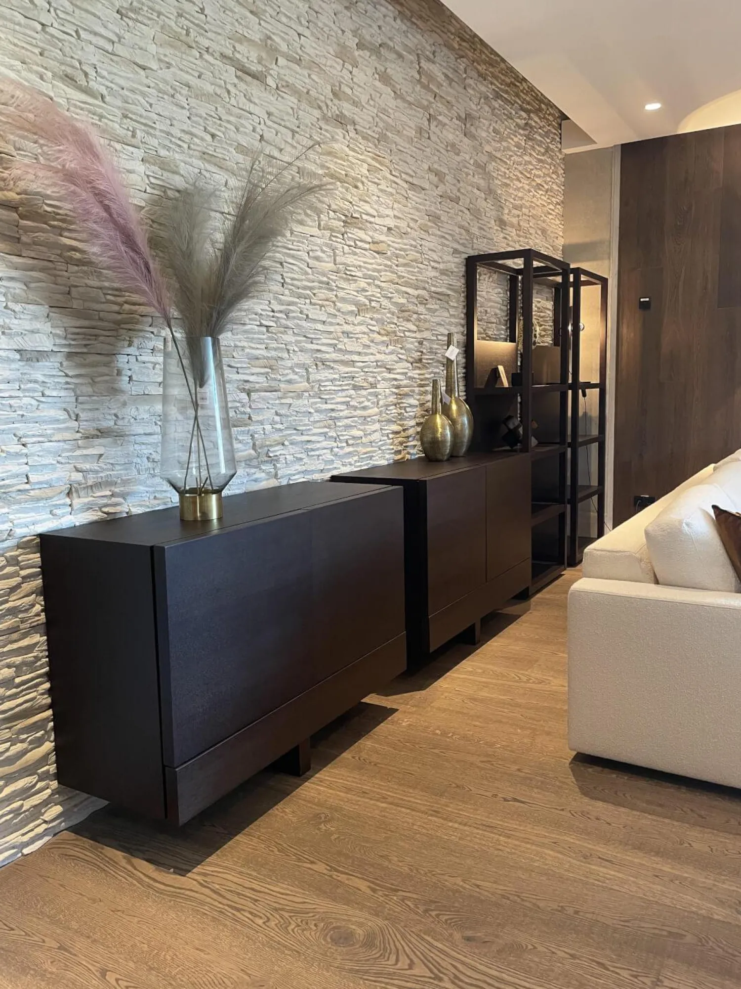 Haas Wohnwände & Tv-Lowboards|Wohnwand Aus Bücherregalen Und Sideboards Eiche Mokka Gebeizt & Lackiert