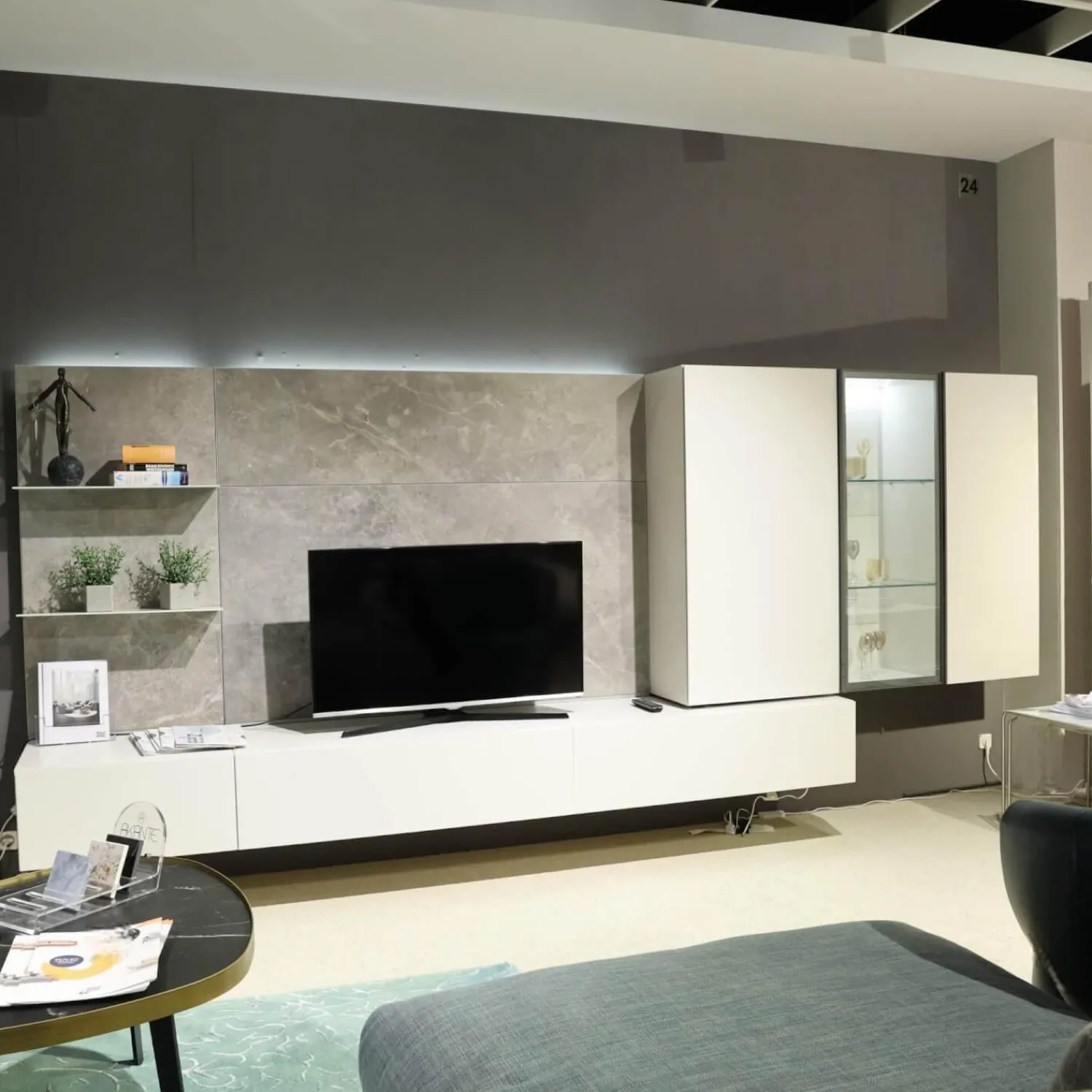 Presotto Wohnwände & Tv-Lowboards|Wohnwand I ModulART Grigio Calce Weiß