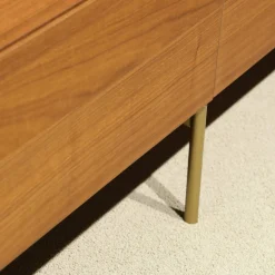 Presotto Wohnwände & Tv-Lowboards|Wohnwand I ModulART Lowbaord Nussbaum Canaletto Wandregal Blu Vinca Dunkelblau Rückwand Marmor Calacatta