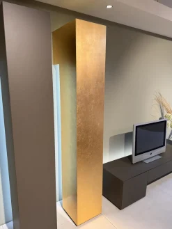 minottiitalia Wohnwände & Tv-Lowboards|Wohnwand Inpiedi Lack Interno Metall Gold Lack Coffee Braun Inklusive LED Beleuchtung