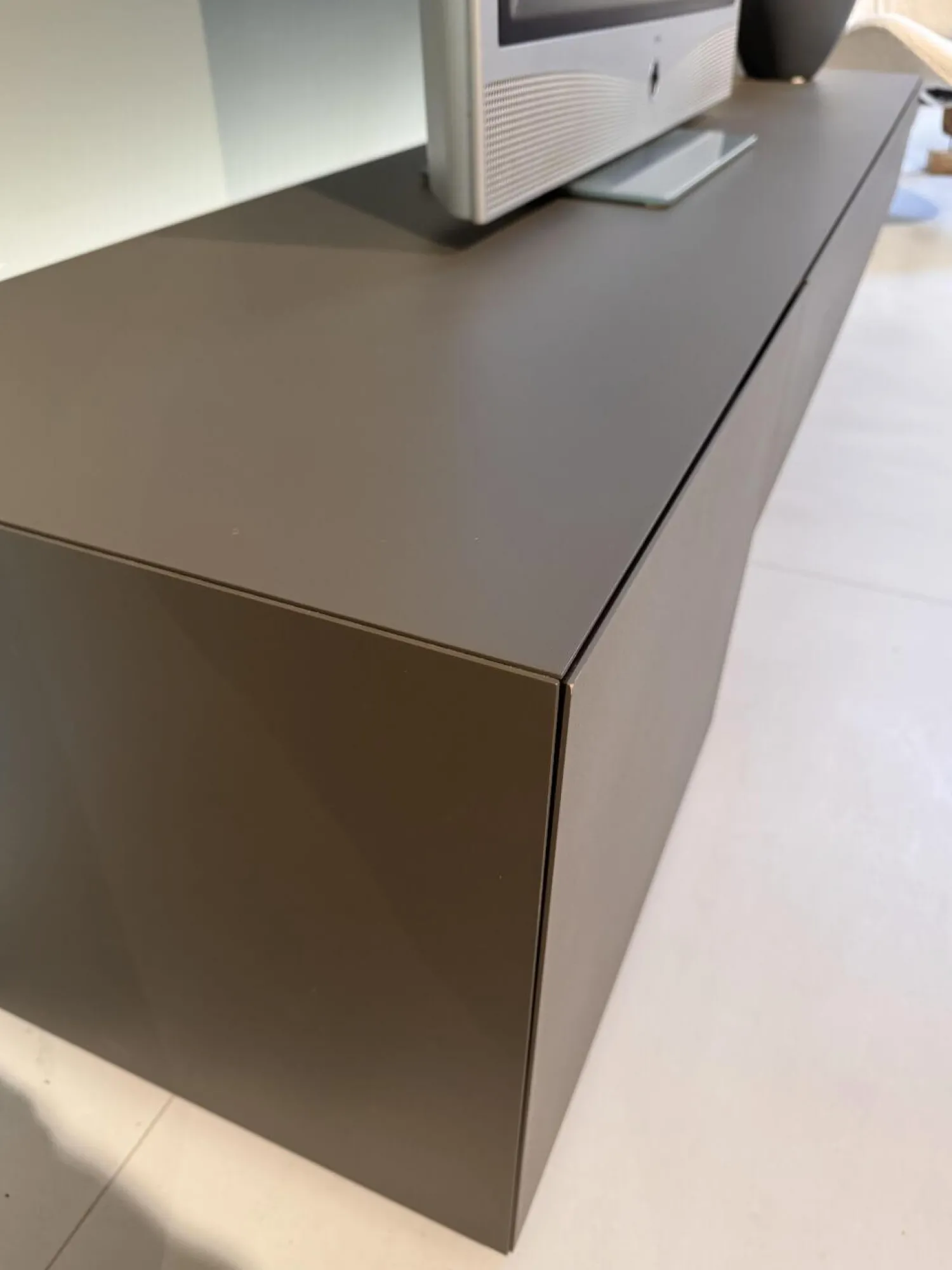 minottiitalia Wohnwände & Tv-Lowboards|Wohnwand Inpiedi Lack Interno Metall Gold Lack Coffee Braun Inklusive LED Beleuchtung