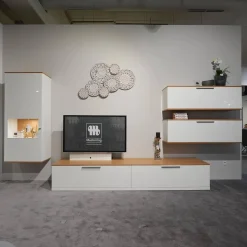 Musterring Wohnwände & Tv-Lowboards|Wohnwand Kara 61958 Lack Weiß Griffe Edelstahl