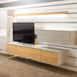 Musterring Wohnwände & Tv-Lowboards|Wohnwand Kara Frame 73029 Lack 2 Grau Absetzung Asteiche Inklusive LED Strahler