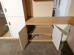 Musterring Wohnwände & Tv-Lowboards|Wohnwand Kira Front Lack Crema Creme Korpus Eiche Sand Griff Chrom Inklusive Beleuchtung