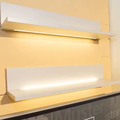 Musterring Wohnwände & Tv-Lowboards|Wohnwand Kira Korpus Und Front Lack Weiß Regale Lack Grau Mit LED-Beleuchtung