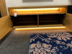 Schröder Franz Wohnwände & Tv-Lowboards|Wohnwand Kitzalm Solid Plus K050 Kernasteiche Natur Furniert Gebürstet Akzentglas Schiefer Grau Inklusive Beleuchtung