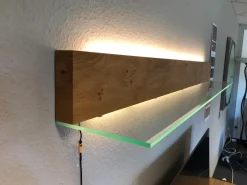 Schröder Franz Wohnwände & Tv-Lowboards|Wohnwand Kitzalm Solid Plus K050 Kernasteiche Natur Furniert Gebürstet Akzentglas Schiefer Grau Inklusive Beleuchtung