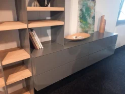 Sudbrock Wohnwände & Tv-Lowboards|Wohnwand Kombination Cubo Und Scala Lack Onyxgrau Grau Regalböden Eiche Milk Astig Ohne Dekoration