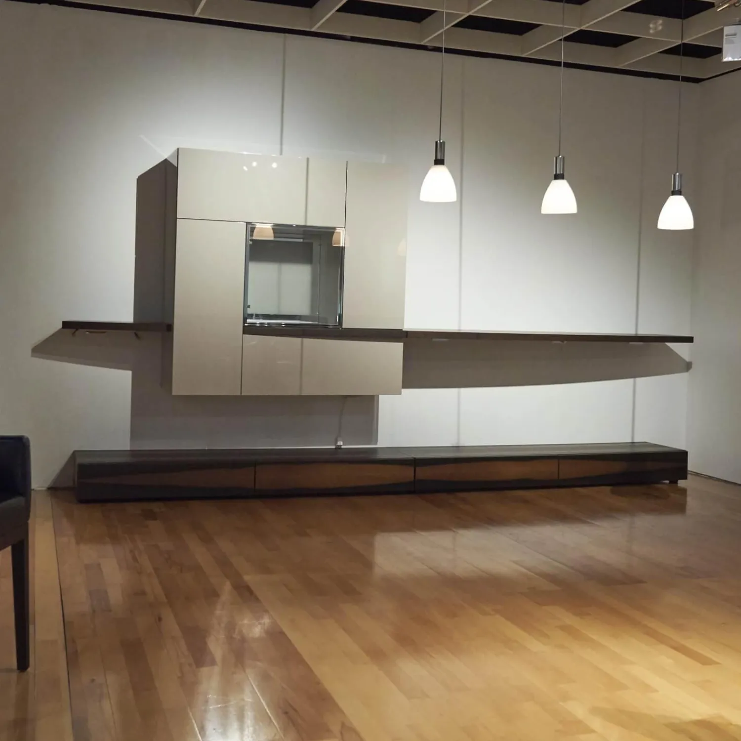 Gwinner Wohnwände & Tv-Lowboards|Wohnwand Lack Hochglanz Grau Räuchereiche Inklusive Beleuchtung