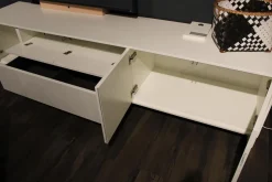 Rietberger Möbelwerke Wohnwände & Tv-Lowboards|Wohnwand Lennon Lack Weiß Absetzung Kristallbuche