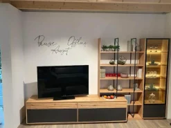 Anrei Wohnwände & Tv-Lowboards|Wohnwand Lina Naturbuche Massiv Gebürstet Und Hell Geölt Glas Matt Zartbitter Inklusive Beleuchtung