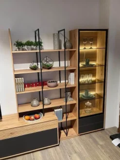 Anrei Wohnwände & Tv-Lowboards|Wohnwand Lina Naturbuche Massiv Gebürstet Und Hell Geölt Glas Matt Zartbitter Inklusive Beleuchtung