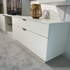 Gwinner Wohnwände & Tv-Lowboards|Wohnwand Linera Seidenmatt Weiß Wildeiche Natur Moos