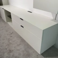 Gwinner Wohnwände & Tv-Lowboards|Wohnwand Linera Seidenmatt Weiß Wildeiche Natur Moos