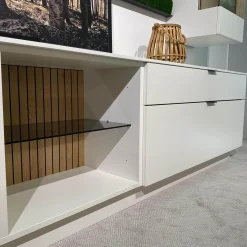 Gwinner Wohnwände & Tv-Lowboards|Wohnwand Linera Seidenmatt Weiß Wildeiche Natur Moos