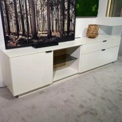 Gwinner Wohnwände & Tv-Lowboards|Wohnwand Linera Seidenmatt Weiß Wildeiche Natur Moos