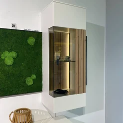 Gwinner Wohnwände & Tv-Lowboards|Wohnwand Linera Seidenmatt Weiß Wildeiche Natur Moos