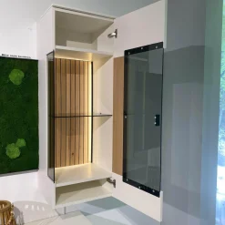 Gwinner Wohnwände & Tv-Lowboards|Wohnwand Linera Seidenmatt Weiß Wildeiche Natur Moos