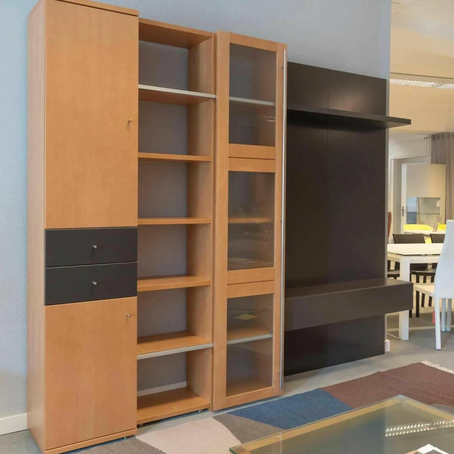 Gruber & Schlager Wohnwände & Tv-Lowboards|Wohnwand Logo Lack Schiefer Ahorn Birnbaum